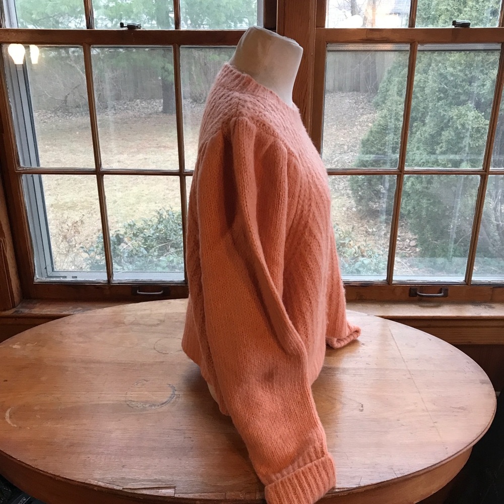 TopShop Orange Chunky Knit Crew Neck Sweater with Relaxed Fit, Size 14 - Picture 3 of 4